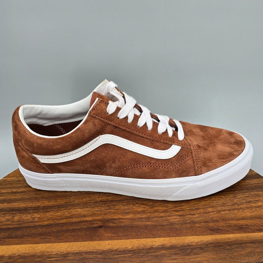 Vans Old Skool Shoes Mens 10.5 Brown Suede Leather Low Top Athletic Sneakers